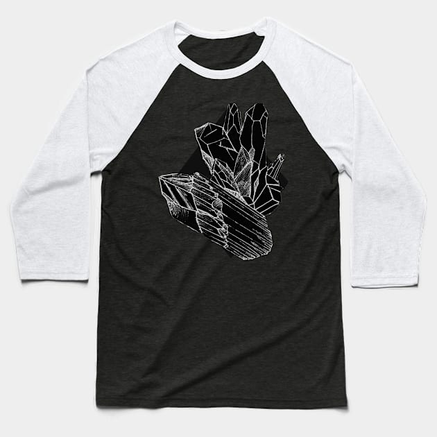 Black Quartz Baseball T-Shirt by Pizzakween
